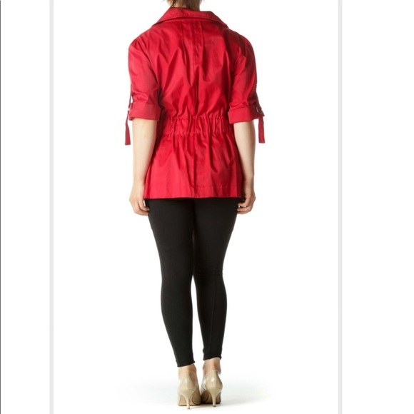 Luii | Short Sleeve Belted Pocketed Zippered Jacket Womens Size M Blue - Picture 9 of 9